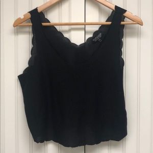 Too shop Black Scalloped Top